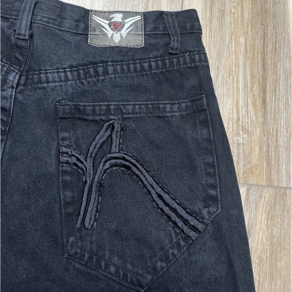 Vintage Roman Royalty RR Black Jean Skater Shorts - Size 38 - Picture 3 of 14